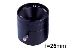 Objektiv C25, Fixfocal, f=25mm, fix iris, CS-mount