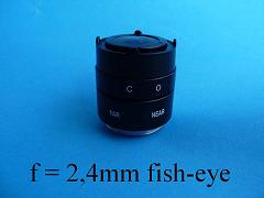 Objektiv D2,4 Fixfocal, f=2,4mm manuelle iris, C-mount