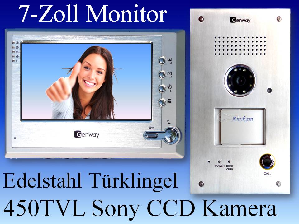 Video Türsprechanlage Klingelanlage mit verstellbarer Kamera Sony CCD