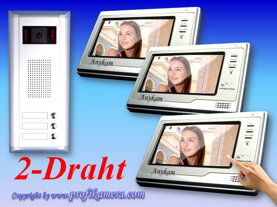 Videosprechanlagen zweidraht 3+4familienhaus