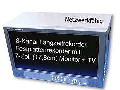 8-KANAL FESTPLATTENREKORDER H.264 Monitor TFTDVR-7108TV