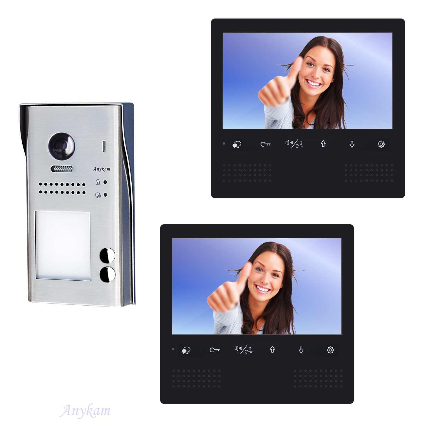 Video Türsprechanlage Zweifamilienhaus Videosprechanlage Gegensprechanlage Klingelanlage Interfon mit 2-Draht Technik