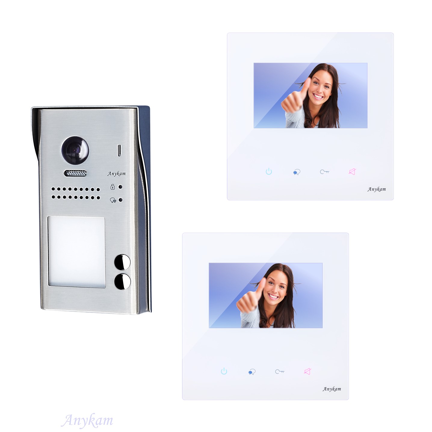 Design Farb Video Türsprechanlage für Zweifamilienhaus Videosprechanlage Gegensprechanlage Klingelanlage Interfon mit 2-Draht Technik