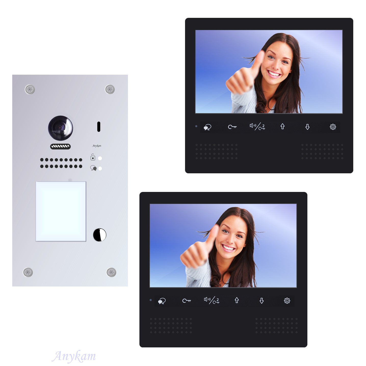 Anykam Design Farb Video Türsprechanlage, Videosprechanlage, Video Gegensprechanlage, Klingelanalge mit Kamera, Interfon mit 2-Draht Technik