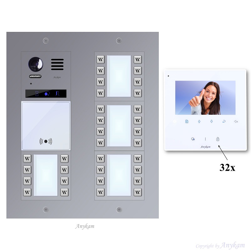 Video Klingelanlagen mit Kamera 2-draht 9-32-familienhaus mit Edelstahl Klingel EQS9-32 Unterputzmontage