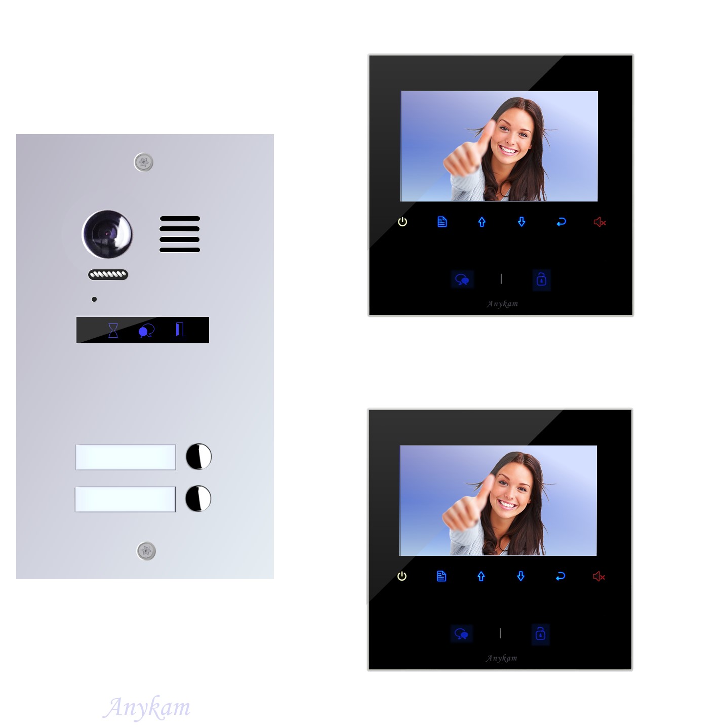 Design Farb Video Türsprechanlage für Zweifamilienhaus Videosprechanlage Gegensprechanlage Klingelanlage Interfon mit 2-Draht Technik