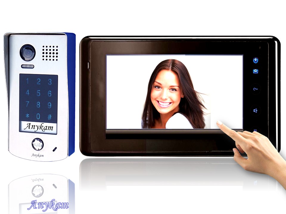 Anykam Design Farb Video Türsprechanlage, Videosprechanlage, Video Gegensprechanlage, Klingelanalge mit Kamera, Interfon mit 2-Draht Technik