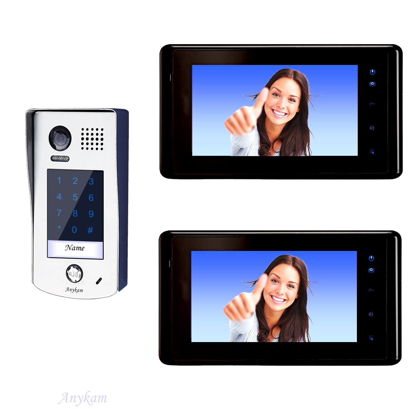 Anykam Design Farb Video Türsprechanlage, Videosprechanlage, Video Gegensprechanlage, Klingelanalge mit Kamera, Interfon mit 2-Draht Technik