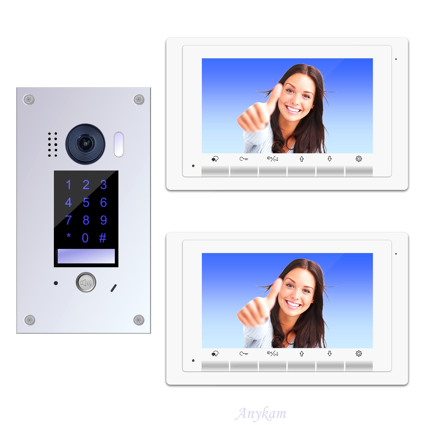 Design Farb Video Türsprechanlage mit Zutrittskontrolle über Code für einfamilienhaus, Villa. Videosprechanlage Gegensprechanlage Klingelanlage Interfon mit 2-Draht Technik