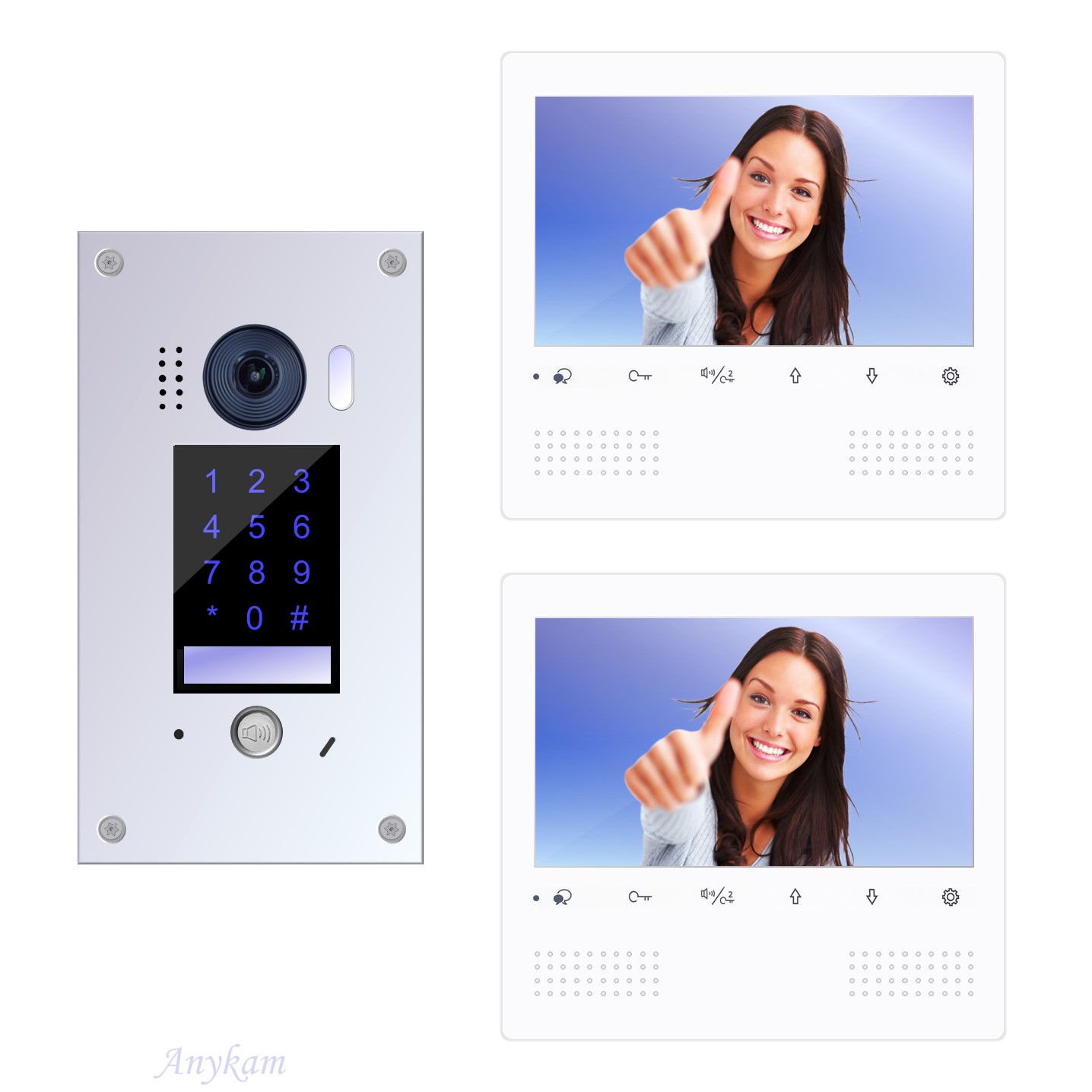Design Farb Video Türsprechanlage mit Zutrittskontrolle über Code für einfamilienhaus, Villa. Videosprechanlage Gegensprechanlage Klingelanlage Interfon mit 2-Draht Technik