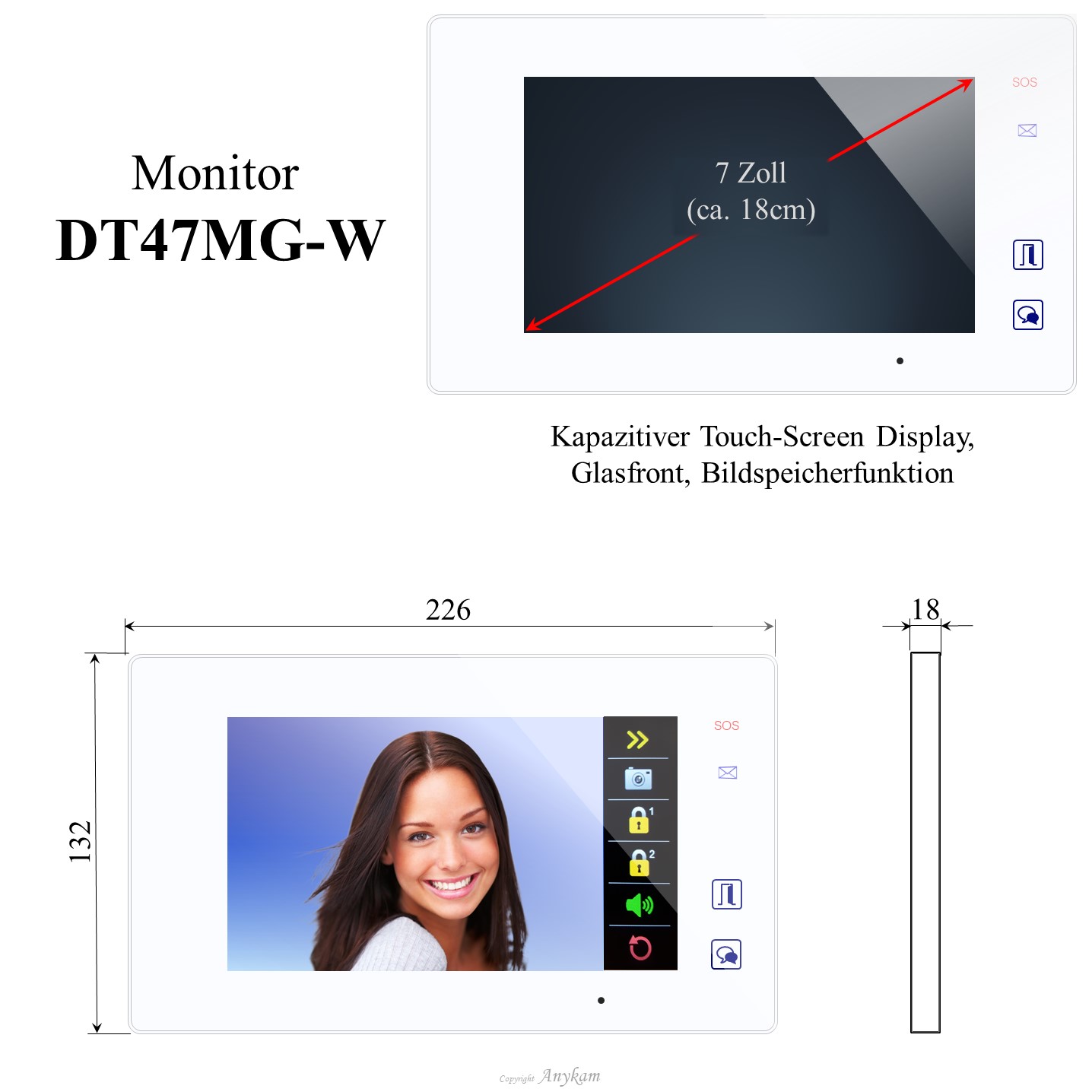 Innenstation der Videosprechanlage mit 2Draht Technik